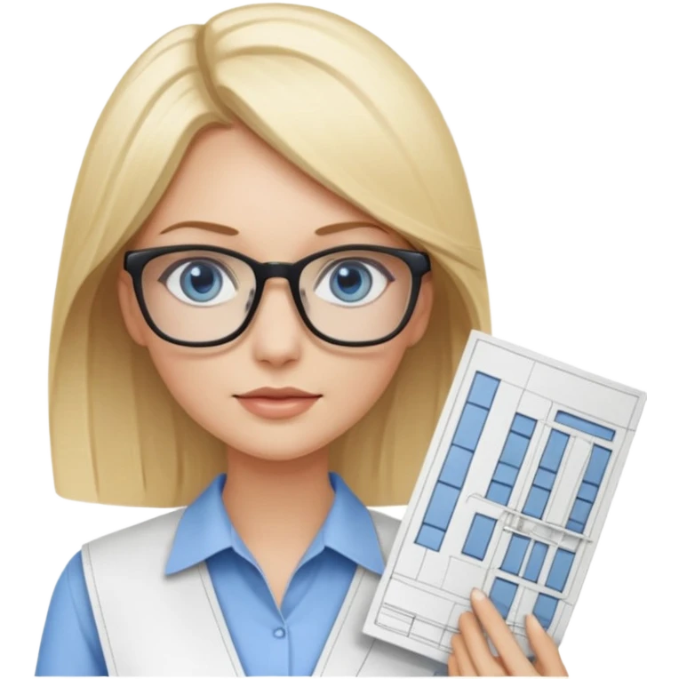 Blonde avec yeux bleus qui est architecte , cheveux lisses emoji