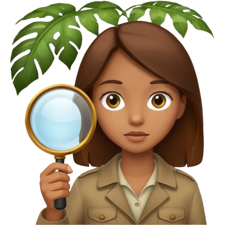 a girl with jungle and magnifying glass emoji