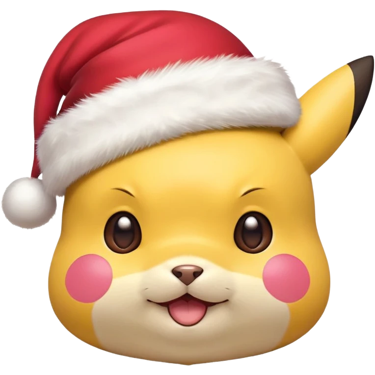 Pikachu head with a Christmas hat emoji