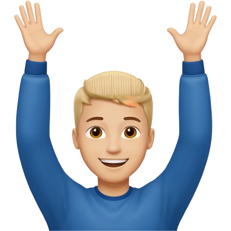 Young man doing celebration pose emoji