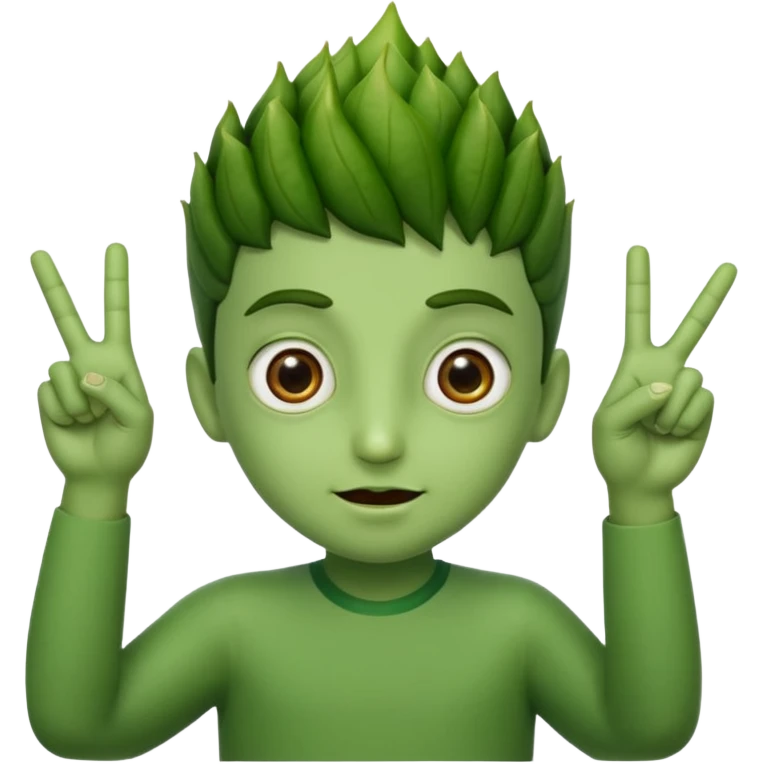 bhindi with big eyes antwo hands showing vitory sign emoji