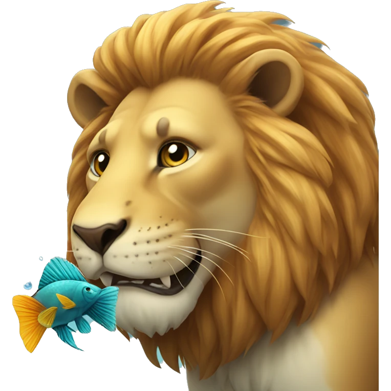 lion with fish emoji