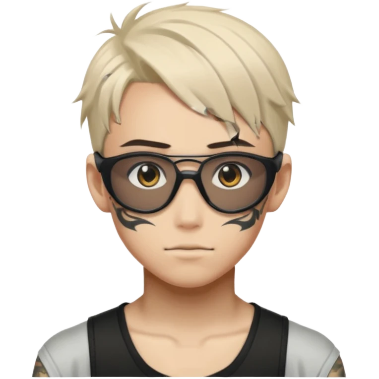 anime boy with tattoo in black oakley radar emoji