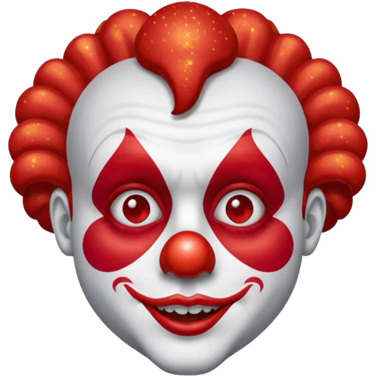 red glitter clown with the neutre facial expression emoji