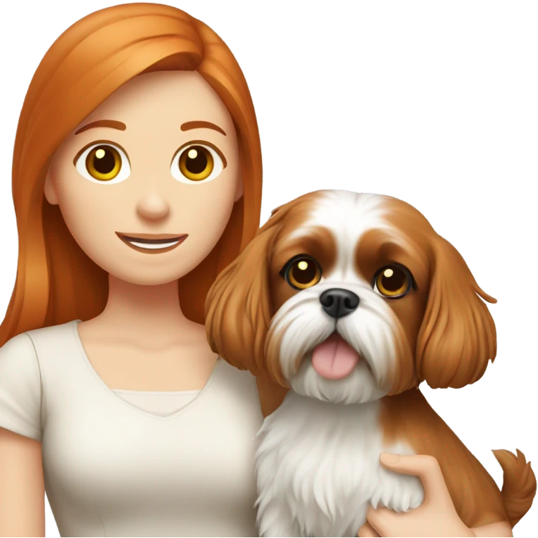 Ginger girl with Shih tzu  emoji