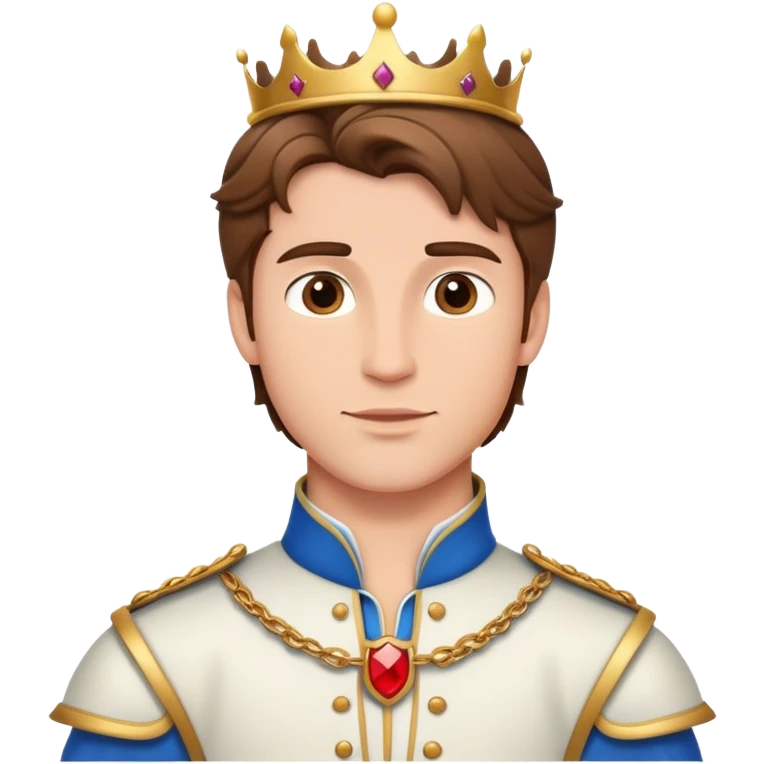 A brown haired handsome Prince Charming standing up  emoji