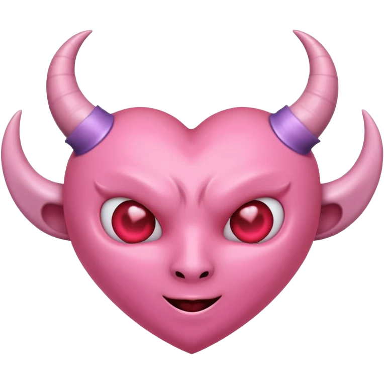a plain pink heart with demon horns on it, no face emoji