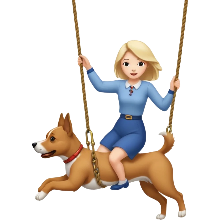 Woman grabbing a dog and swinging it in the air emoji