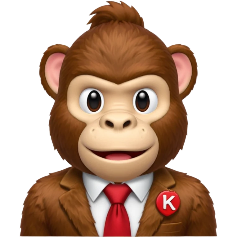 Donkey Kong🦍 with red tie with his initials (DK) on emoji