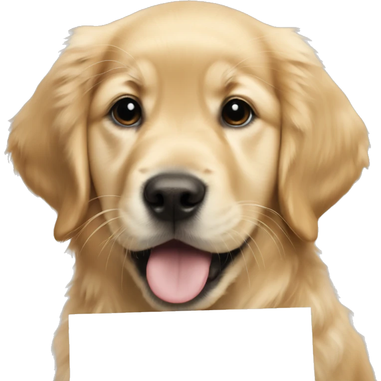 Golden retriever puppy with a protest sign  emoji