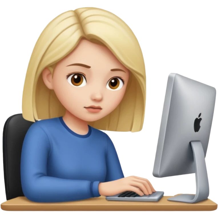 девушка работающая за компьютером emoji