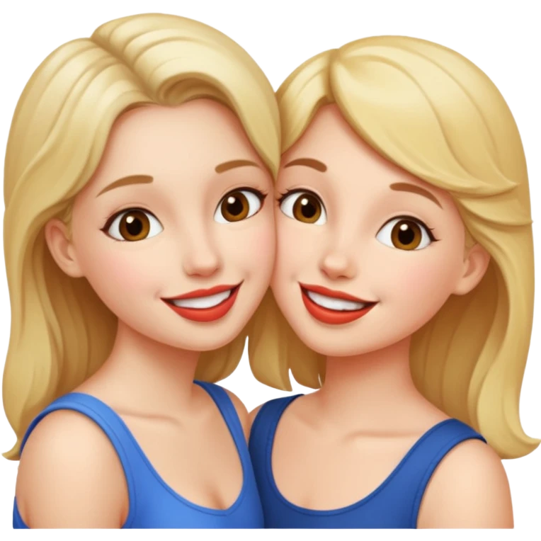 two girls french kissing  emoji