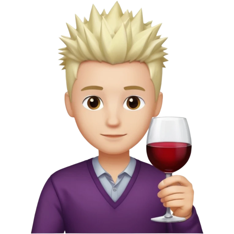 Молодой человек с бокалом вина, светлые волосы ежиком emoji