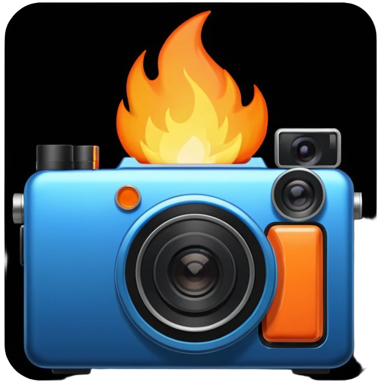 fire with blue camera emoji