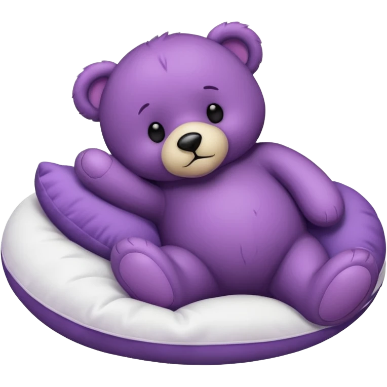 Purple teddy bear sleeping on a white pillow  emoji
