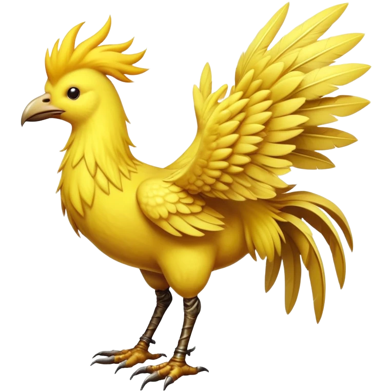 A classic yellow chocobo bird from Final Fantasy, large bird with small wings and long legs emoji