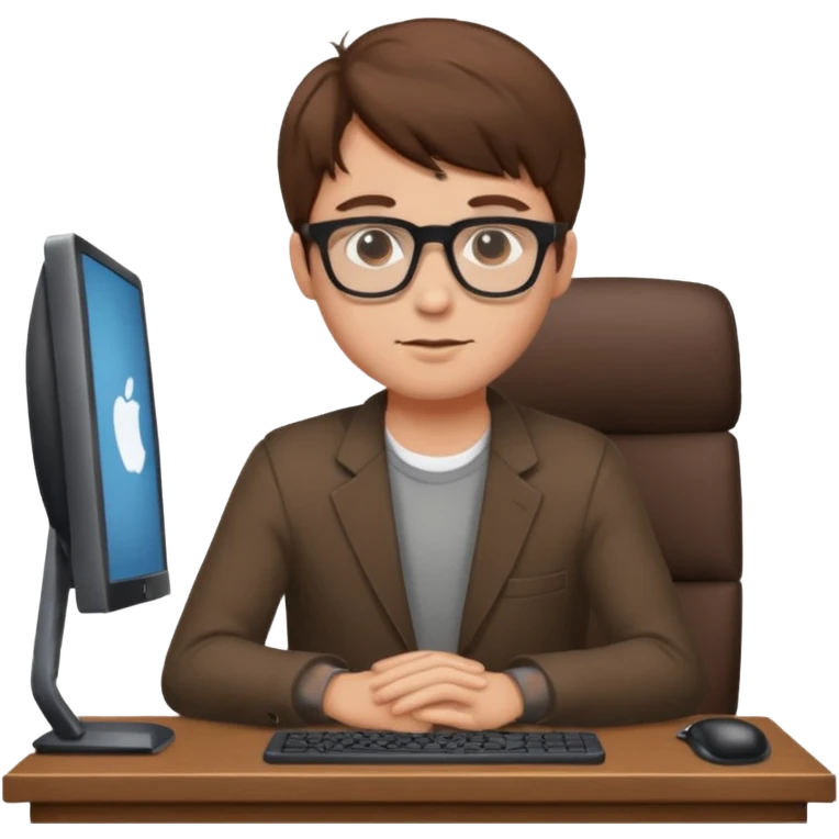 young man sitting behind computer emoji