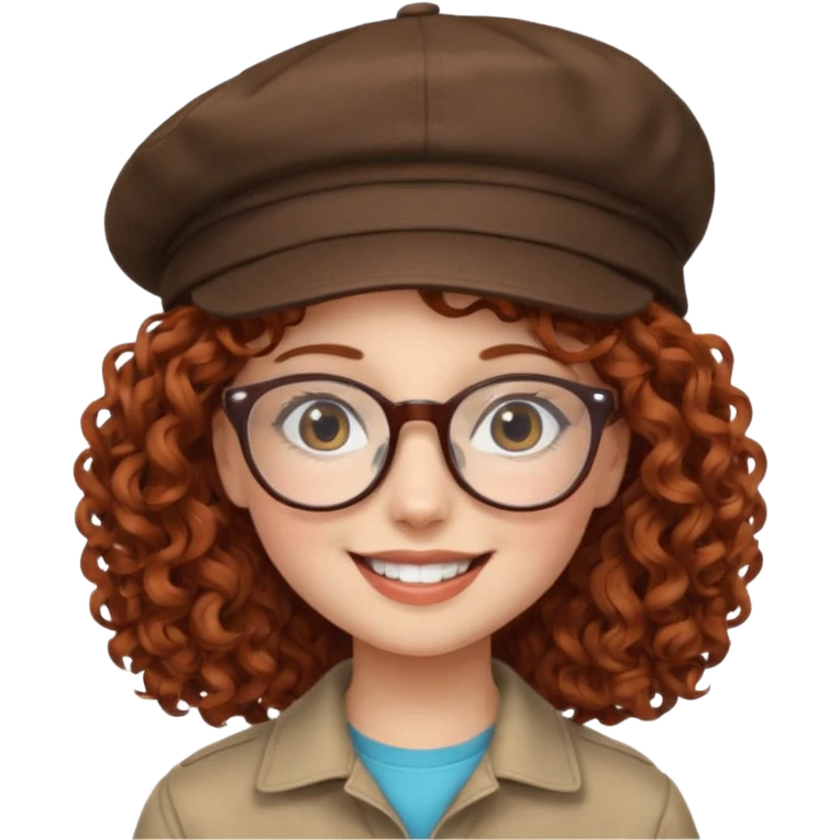 hatted girl with glasses and curly hair emoji
