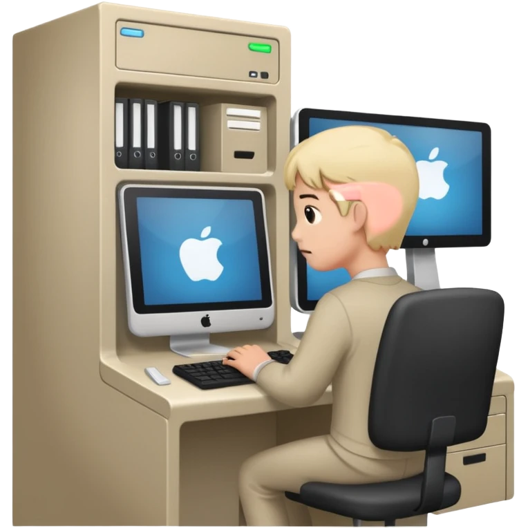 a person entering a computer room in an organized manner emoji