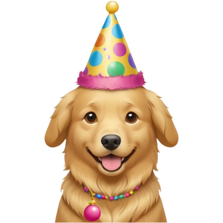 golden retriever at a birthday party emoji