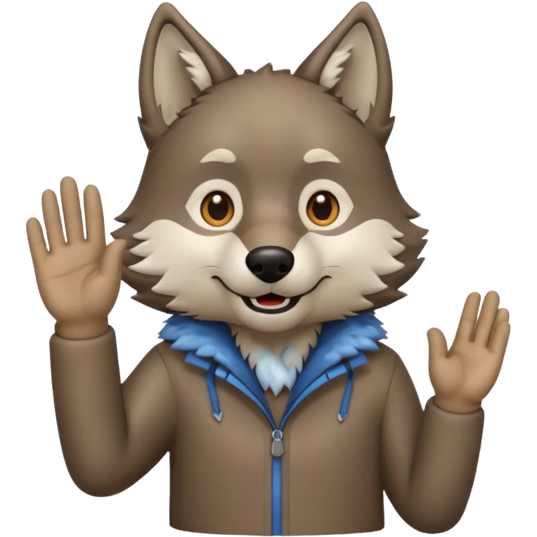 wolf waving his hand while he's standing emoji