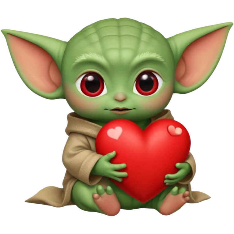 Baby yoda with heart emoji