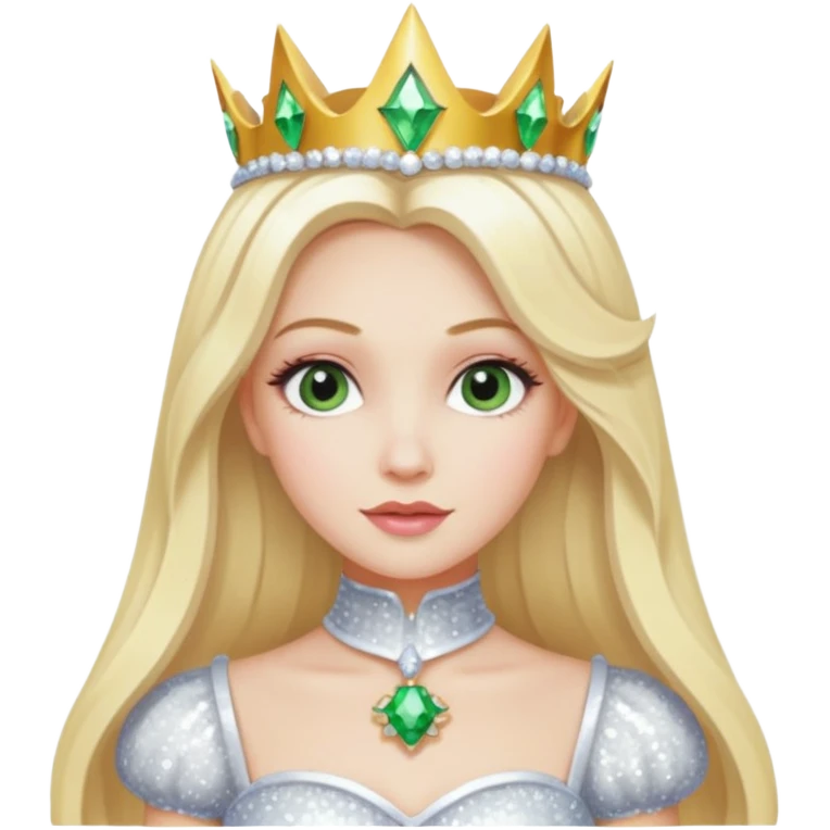Th Good Witch from Oz with long blonde hair, white sequin outfit emoji