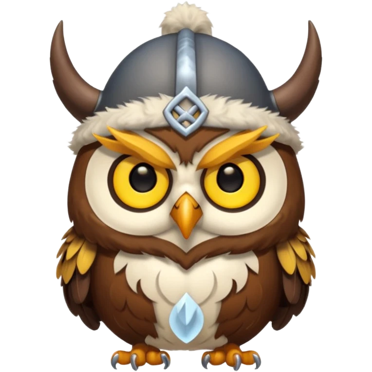 a cartoon Viking owl with horned cap emoji