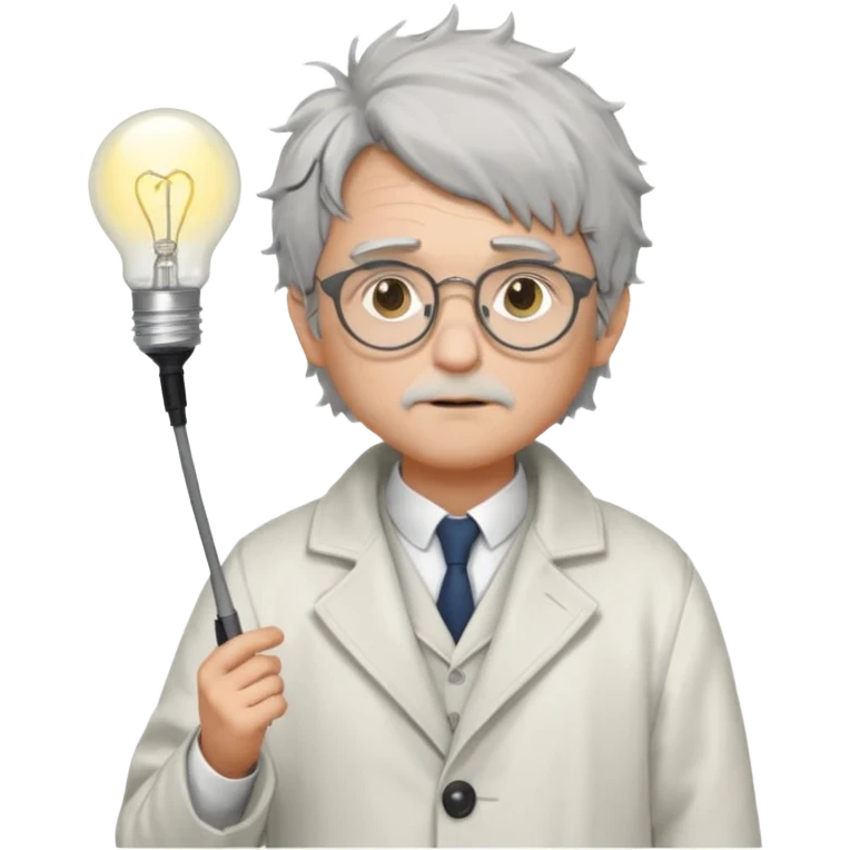 Pixel art, WorldBox style.
Human character with “Genius” trait: grey messy hair, small round glasses, white scholar coat, thoughtful face.
Add small glowing lightbulb or spark above head to show high intelligence.
Full body, front view, no background, 32x32 or 64x64 pixels. emoji