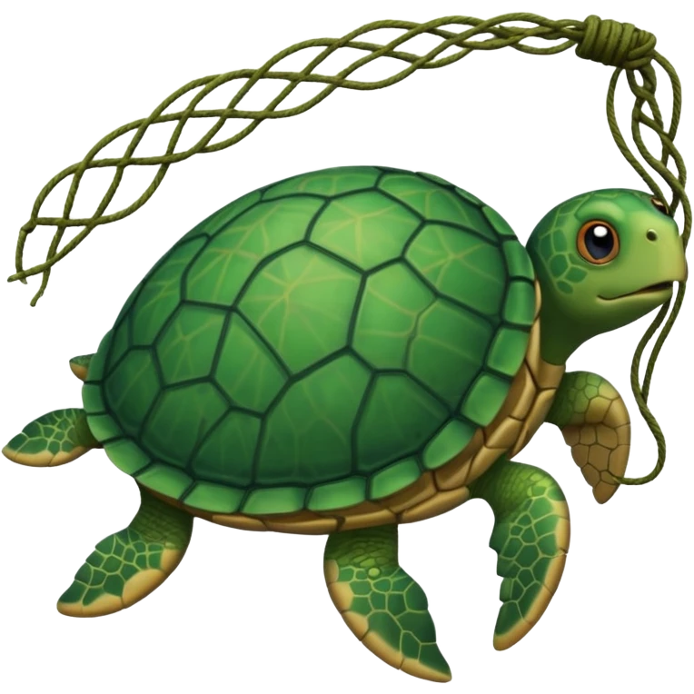 turtle stuck with fishing net emoji