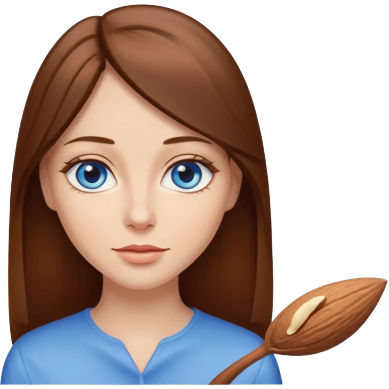 Femme brune cheveux long raide yeux bleus en amande emoji