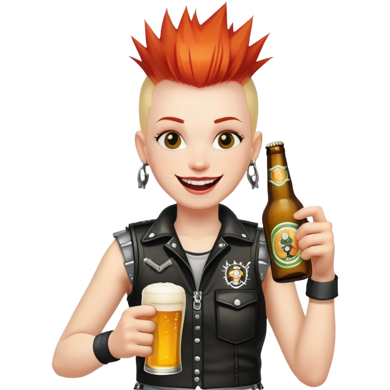 Весёлый панк с бутылкой пива emoji