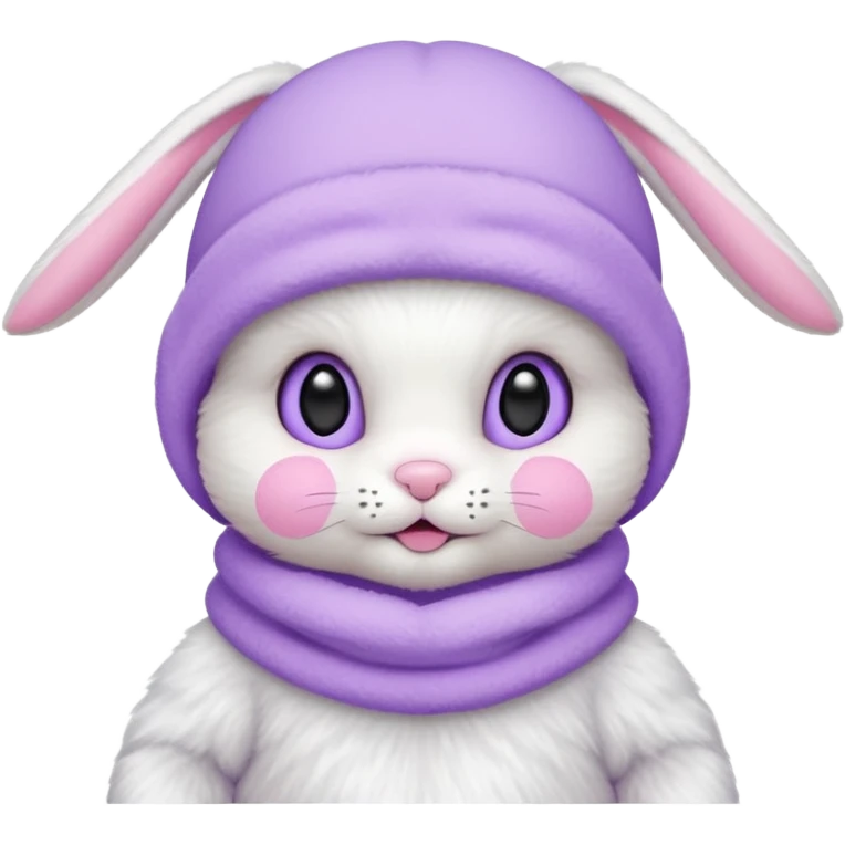 white baby bunny in a pastel lavender ski mask  emoji