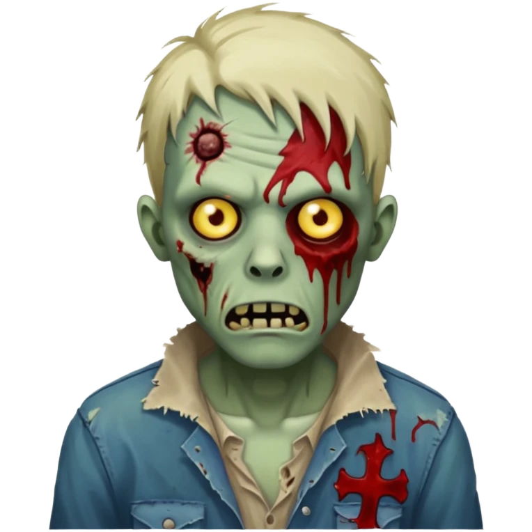 Make a zombie that have a scar in his head like 67 emoji