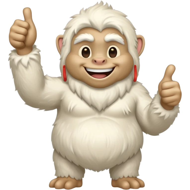 yeti, full body, full fur, thumbs up, smiling, winking emoji