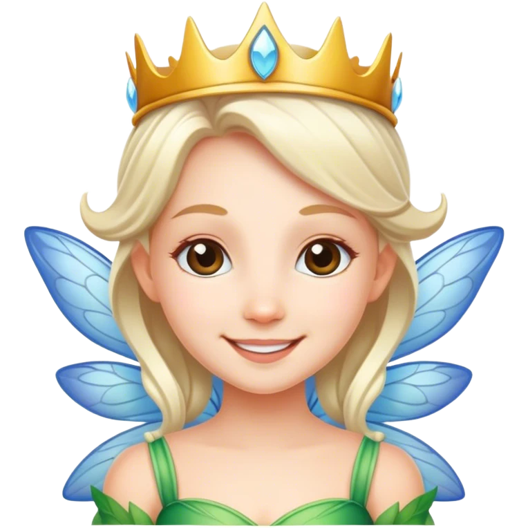 Cute smiling fairy queen with white outline emoji