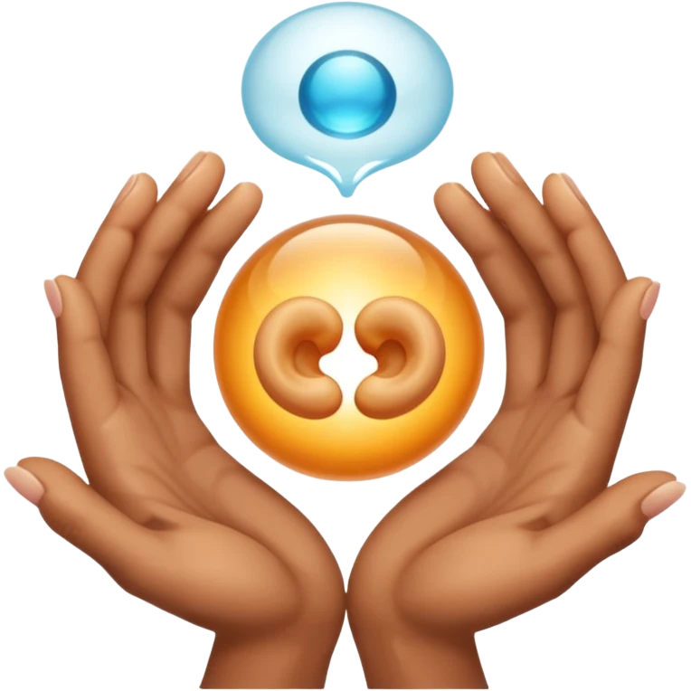 two hands gently holding an embryo symbol emoji