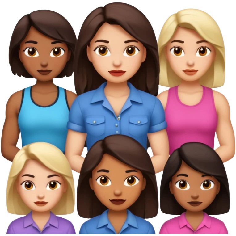 macho girl, different ones, different faces emoji