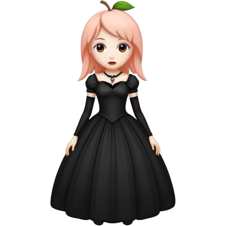 Peach fruit dressed like goth emoji