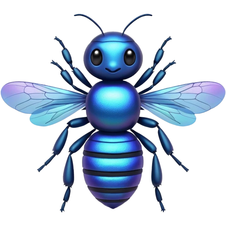 blue bee that is blue-colored emoji