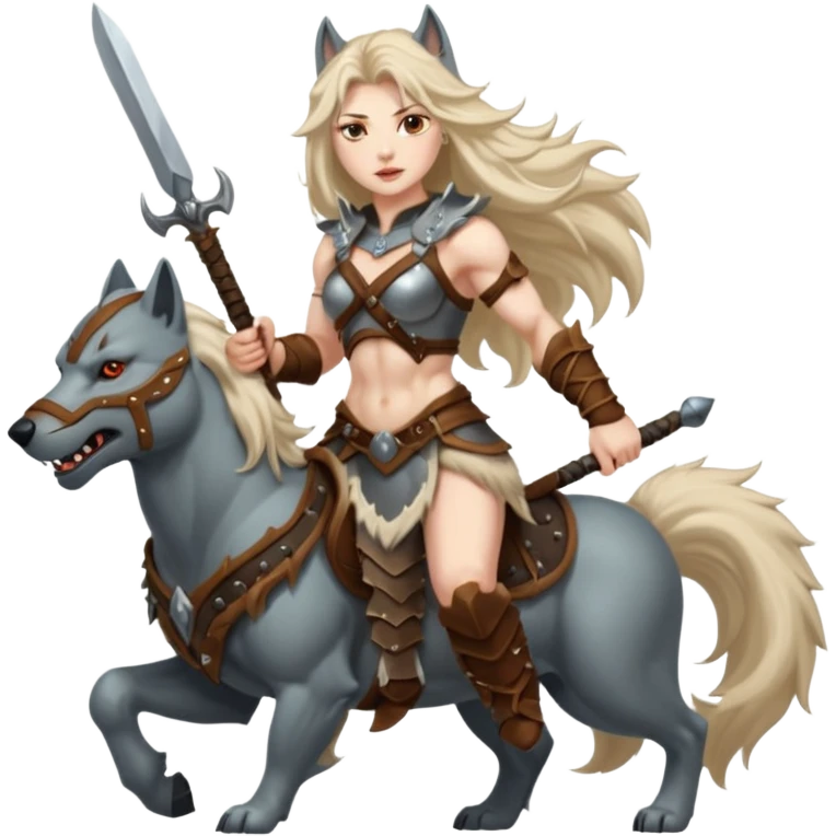 woman barbarian wolf rider emoji