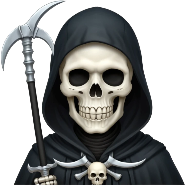 Silver skull Grim Reaper gothic With a scythe  emoji