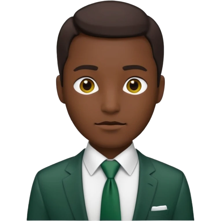 minimalist male dark green tie on white shirt, iOS emoji style, no faces or emojis emoji