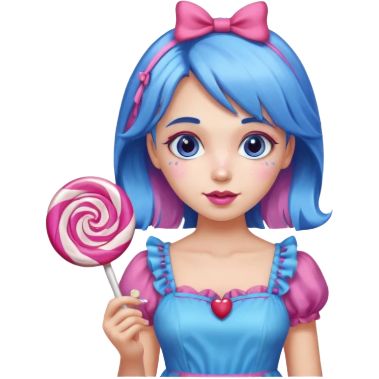candy girl from candyland blue pink mixed hair emoji