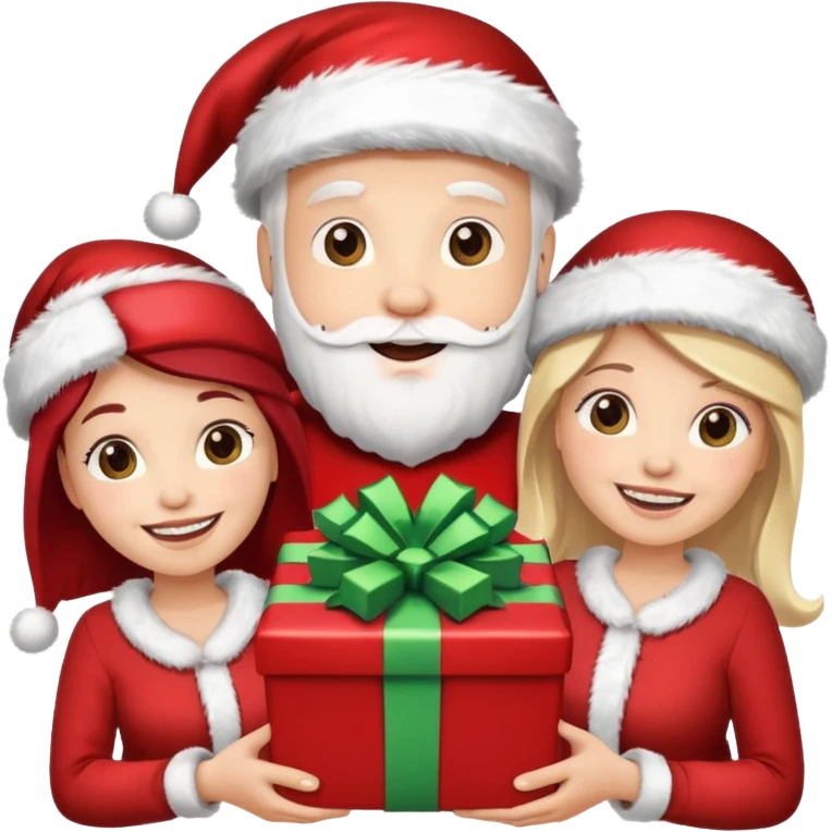 Family Christmas  3 woman’s 2 mans white people  emoji