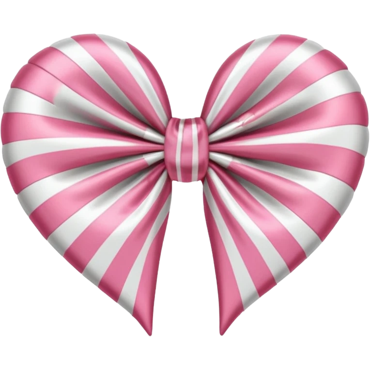 candy cane bow heart shape with light pink stripes and a satin bow emoji