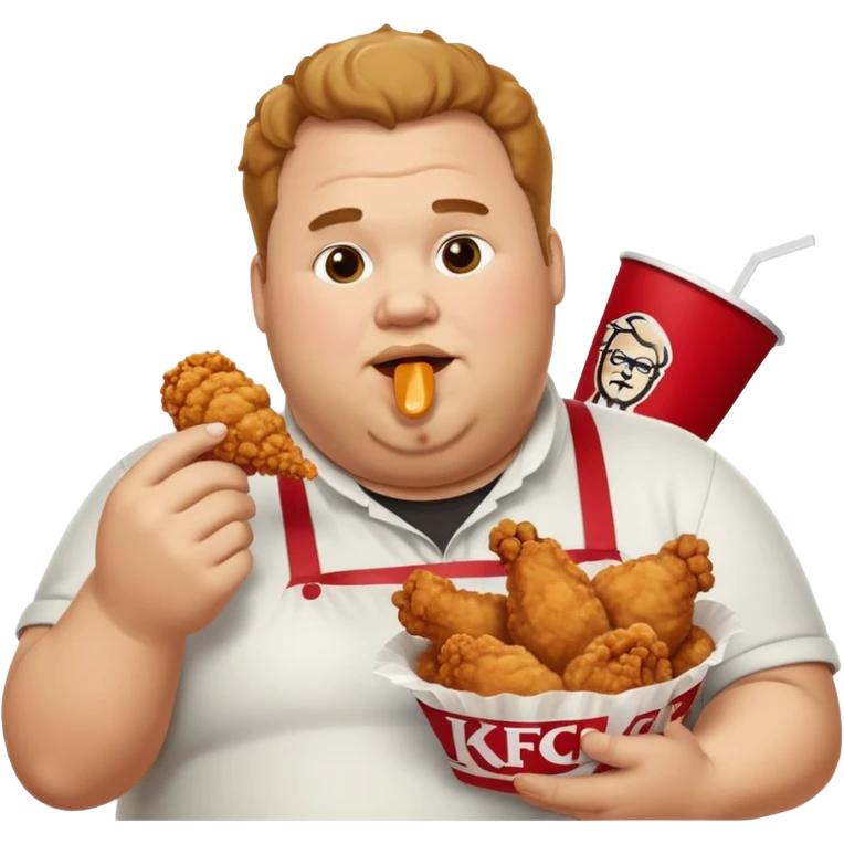 A fat guy eating kfc fried chicken  emoji