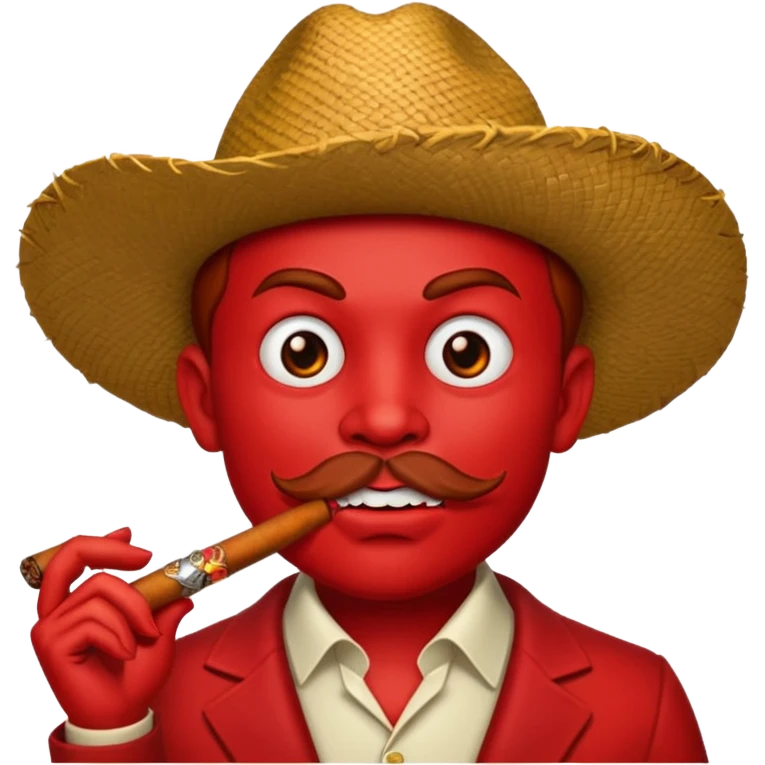 Diablito de cara roja con un cigarro pero el cigarro en la boca y menos humanoide emoji