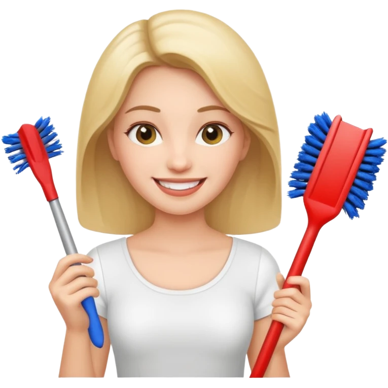woman holding toilet brush emoji