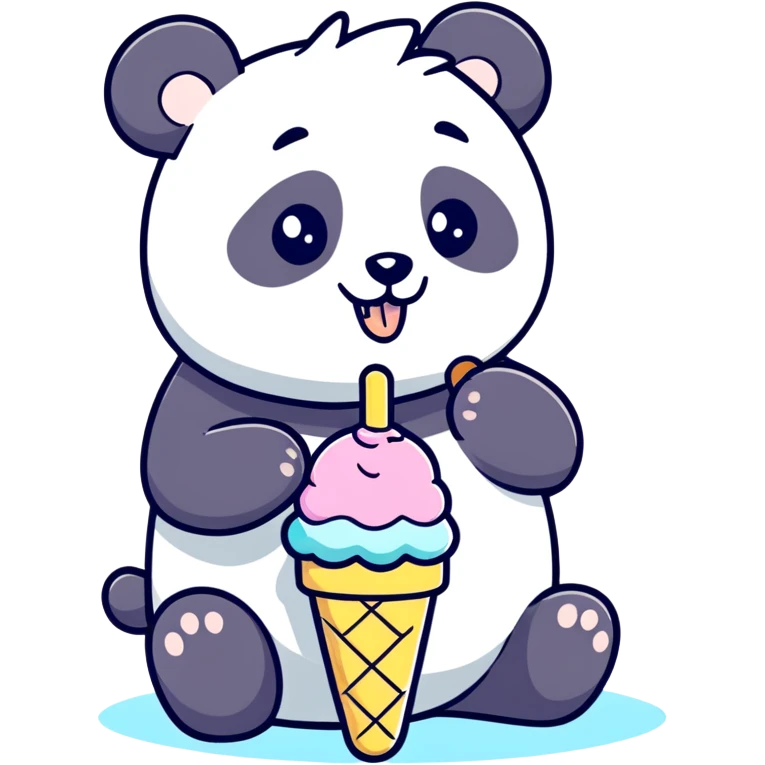 Panda eating ice cream emoji